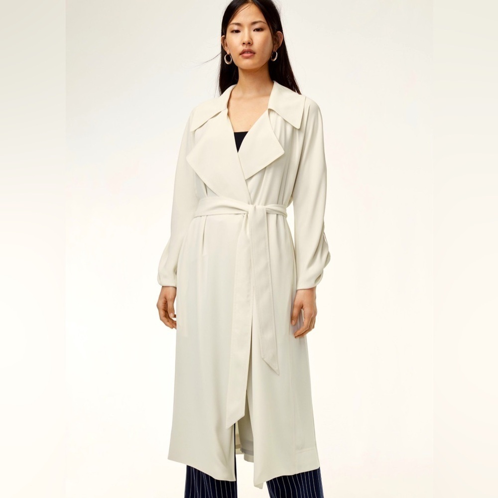 BABATON I-OI Sz XXS Coat Style Cinching Belt Peak Lapels Ribbon Cuffs Dress